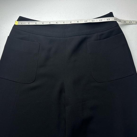 Chanel Wide Leg Dress Pants Women’s EU 40 US 28 Black 100% Wool Logo Buttons - Picture 7 of 9